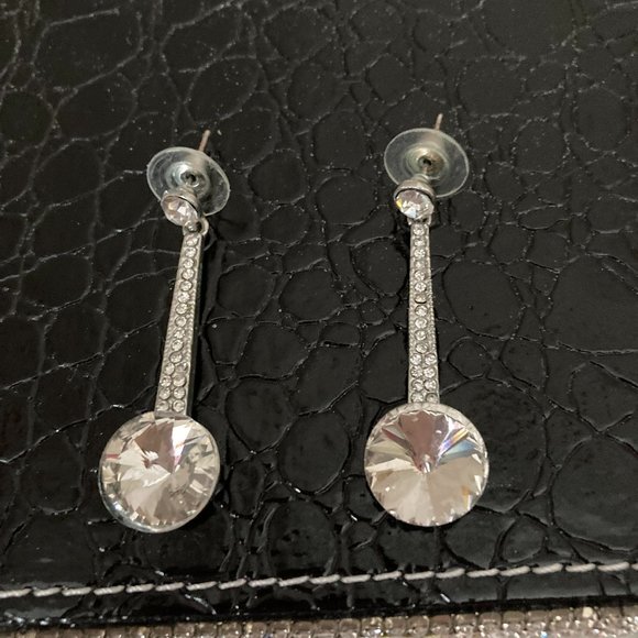 Rhinestone Drop Earrings - Picture 2 of 4